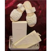 BNIB John Rocha, size 3/36 cream beaded sandals