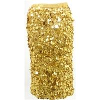 BNWT Karen Millen Size 2 UK 6 Crocheted Heavily Sequinned Gold Midi Skirt