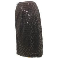 BNWT Gina Bacconi Size 16 Black Sequinned Scallop Design Midi Skirt