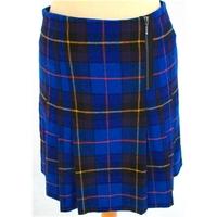 BNWT Marks And Spencer Size 8 Checkered Blue And Purple Pleated Wool Blend Mini Skirt