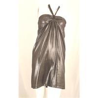 BNWT Mango Size 8 \'Party Wear\' Silver metallic Halterneck Slip Dress