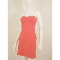 BNWT Topshop Szie 14 Coral Pink Bandeau Bodycon Mini Dress
