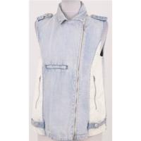 bnwt minkpink size s pale blue white sleeveless denim jacket