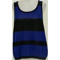 BNWT Minkpink, size S blue & black striped loose knit sleeveless jumper