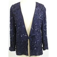 BNWT French Connection Size 6 Navy Blue Intricate Embellished Blazer With Tie Fastening