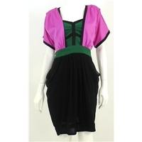 BNWT Monsoon, size 10 pink, green and black 80\'s style dress