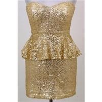 BNWT, Glamorous, size 8 gold sequined strapless dress