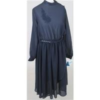 BNWT Vintage 80s Ecici Size 10 navy-blue long-sleeved dress