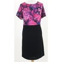BNWT: M&S Size 16: Black & pink/purple mix knee length dress