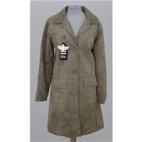 bnwt reportage rga size m beige suede effect mid length coat