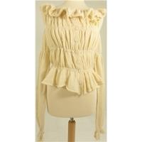 BNWT James Lakeland Size 6 High Quality Soft and Luxurious Knitted Beige Ruffle Neck Cardigan