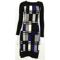 bnwt marks and spencer size 8 black white and blue square print dress