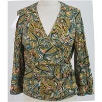 bnwt hobbs size 14 green orange paisley wraparound top