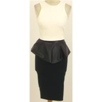 BNWT, Vesper, size 10, cream, black & navy peplum dress
