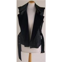 BNWT Mint Velvet size 12 sleeveless real black leather jacket