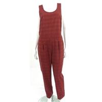 BNWT Topshop Size 10 Red Orange Checked Straight Leg Dungarees Jumpsuit