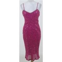 bnwt carmen dee size10 fuschia pink beaded silk dress