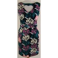BNWT Next Runway Collection size 6 sleeveless black dress with multicoloured heart design