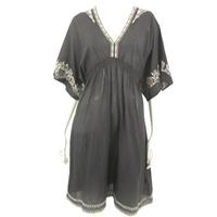 BNWT Monsoon Size 16 Charcoal Grey, Lilac And Pink Sheer Dress With Embroidered Detail