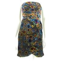 BNWT Juicy Couture Size 8 Deep Pink, Yellow And Blue Velvet Floral Strapless Dress