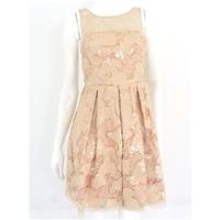BNWT Eva Franco Size 0 Salmon Pink Sequin Pouf Dress With Lace Detail