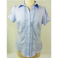 bnwt ms marks and spencer size 8 pale blue and white short sleeved shi ...