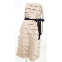 BNWT Monsoon Size 12 Silk Gold Strapless Ruffle Dress