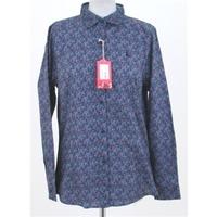 bnwt hawkshead size 14 blue rose pattern long sleeved shirt