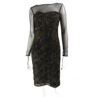 bnwt ms collection size 8 black and gold floral bodycon dress with mes ...