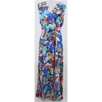 BNWT Warehouse, size 14 blue mix butterfly print silk dress