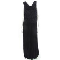 BNWT Alexon Size 12 Black Pleated Wide Leg Jumpsuit with Piping and Bead Embellishment