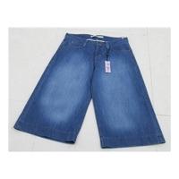 BNWT M&S size 12M light blue wide leg long denim shorts