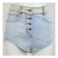 bnwt some days lovin size s pale blue cream denim shorts