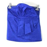 BNWT Topshop Size 10 Cobalt Blue Grosgrain Bustier Party Top with Pleated Detail for Wedding or Cocktails