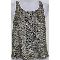 bnwt paint it red size s ivory vest with black gold sequinned front