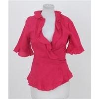 BNWT Great Plains, size S bright pink wraparound linen top