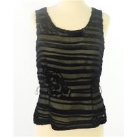 BNWT Phase Eight Size 10 Black Floral Velvet Devore Organza Shell Top with a glass bead embellishment on the Neckline