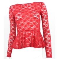 BNWT Primark Size 10 Red Floral Lace Peplum Top