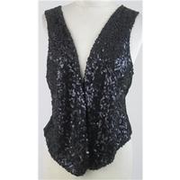 BNWT Jackpot, size L black jersey waistcoat with sequinned front