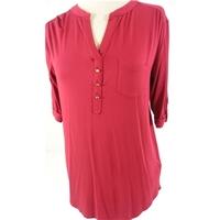 bnwt ms size 8 cherry red grandad style jersey 34 sleeve casual top