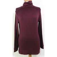 BNWT M&S Size 8 Burgundy Cotton Jersey Cowl Neck Long Sleeved T Shirt