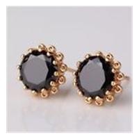 BNWOT, Black sapphire, 18K Gold Filled Stud Earring