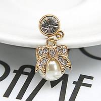 Bowknot Pearl Zircon 3.5mm Dustproof Plug for iPhone Sumsung