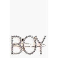 Boy Slogan Hairclip - silver