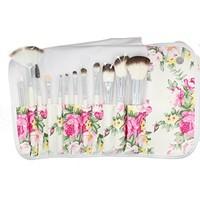 Body Collection Vintage Bouquet 12 Piece Brush Set With Floral Roll