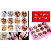 Box of 12 Nail Art Foils ONLY PAY POSTAGE