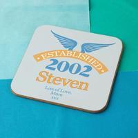 Boys 13th Birthday Established Year Drinks Coaster