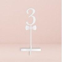 bow tie acrylic table number white number 4