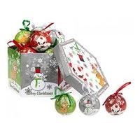 Box Of 14 Cute Christmas Baubles Tree Decoration - Cute Santa Snowman & Rudolph