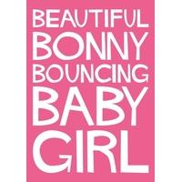 bouncing girl new baby card